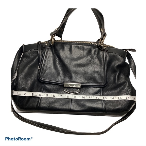 B. Makowsky Black Leather Satchel/Crossbody - Picture 3 of 8
